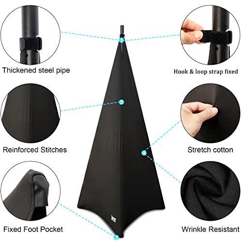 AKOZLIN Speaker Stand Cover with 360 Degree Tripod Stand Skirt Skrim Stretchable Lycra Fabric Covers with Free Storage Bag Black - color: Black-one pack