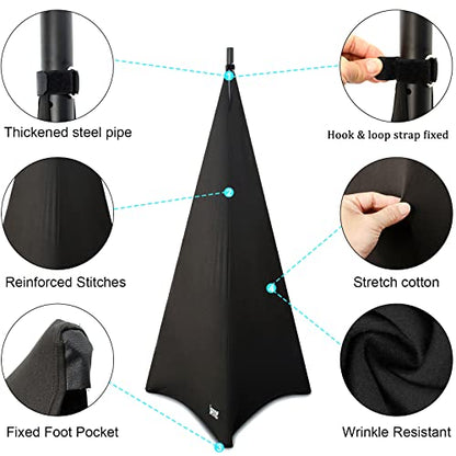 AKOZLIN Speaker Stand Cover with 360 Degree Tripod Stand Skirt Skrim Stretchable Lycra Fabric Covers with Free Storage Bag Black - color: Black-one pack
