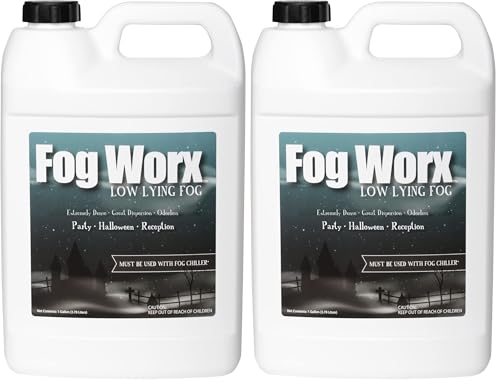 Fogworx Low Lying Fog Juice, Low Lying Indoor-Outdoor Fog, Designed Fog Chillers, Ground Foggers and Low Lying Fog Generators, 1 Gallon (Pack of 2) - size: gallon (Pack of 2)