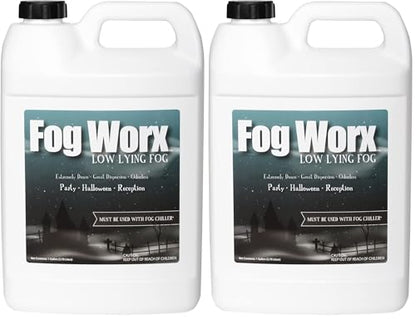 Fogworx Low Lying Fog Juice, Low Lying Indoor-Outdoor Fog, Designed Fog Chillers, Ground Foggers and Low Lying Fog Generators, 1 Gallon (Pack of 2) - size: gallon (Pack of 2)