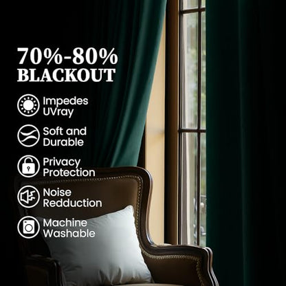SimpleHome Dark Green Velvet Curtains 96 Inches for Living Room Rod Pocket | Luxury Blackout Velvet Curtains,Thermal Insulated 2 Panels Room Darkening Drapes,Velvet Bedroom Curtains,W40 x L96,2 Panels - color: Dark Green, size: 40"W x 96"L (Pack of 2)