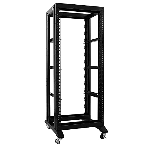 27U 4 Post Open Frame Network Server Rack 19inch Width 600mm deep with 3 Pairs of L Rail - size: 27U-17’’Depth