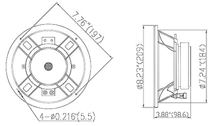 Sound Town 8-inch 150W Cast Aluminum Frame Woofer, Replacement Woofer for PA/DJ Speakers, Bass Guitar Cabinets (STLF-08GA) - size: 8"