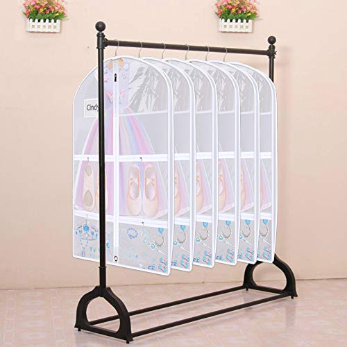 3 Packs Clear PVC Garment Bag, Dance Costume Bags,Foldable 50 Inch Full Zipper Suits Bag, Versatile Hanging Garment Bag with Name Card Pocket and 4 Large Zipper Pockets ,23.6x39inch - size: S: 23.6x39inch