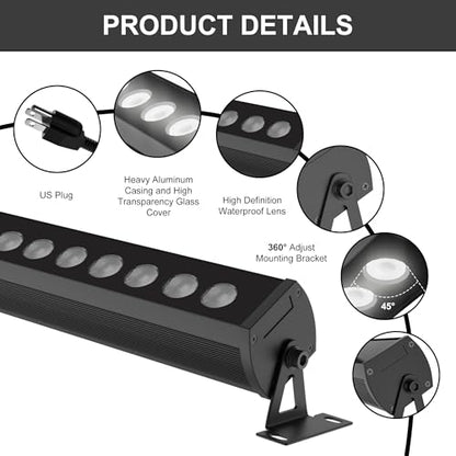 40″ LED Wall Washer Light Bar, 4000K Neutral White 36W Outdoor Light, IP65 120V AC Plug-in LED Flood Bar with 360° Adjustable Mount Brackets for Wall Wash Lighting, Landscape Uplighting - color: 4000K Neutral White