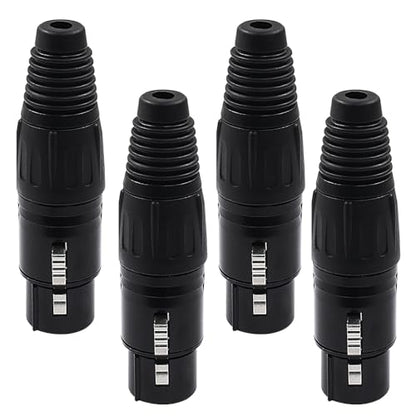 Hordion 4 Pin XLR Female Connector Mic Plug Adapter, 4PCS XLR Cable End - color: 4 Pin Female