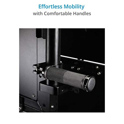 PROAIM Soundchief Audio Production Cart with 16U Rack Mount, 150kg/331lb | CNC aluminum cart with 9" front + 20" rear pneumatic wheels & foot brakes; 19" rack compatible, tool-less assembly
