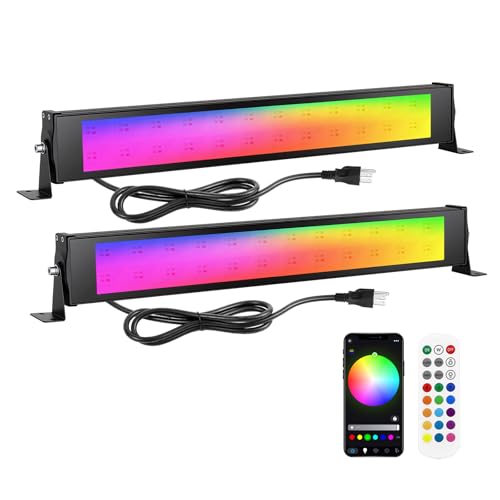 RIGIDON 2 Pack 28W LED Wall Washer Light, Dimmable Music Sync RGB Light Bar - size: 2 Pack 28W