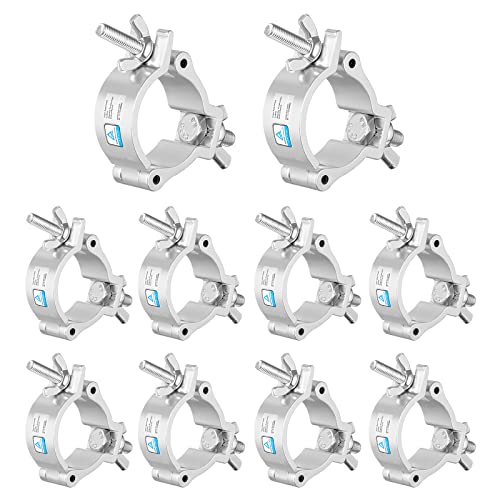 2 Inch Truss Clamps, 10 Packs Gruolin Stage Light Clamp with TUV, Premium 50mm Aluminium Heavy Duty 100kg / 220lb Lighting Clamps, Perfect Fit for 48-52mm OD Tube