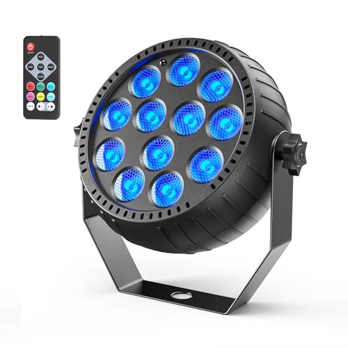 Rechargeable Stage Lights, 3000mAh Battery Powered LED Par Lights with Remote & Sound Activated, 12 RGB Portable Uplights for Events Wedding Party Club Concert Indoor 1Pack