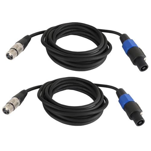 HBU 10 Feet Pack of 2 Speakon to XLR Cables - 2PCS 3 Pole XLR Female to SpeakOn Male Cable - 3 Pin Microphone to Loudspeaker PA DJ Audio Wire with Twist Lock (10FT, 2 Packs) - size: 10 Feet