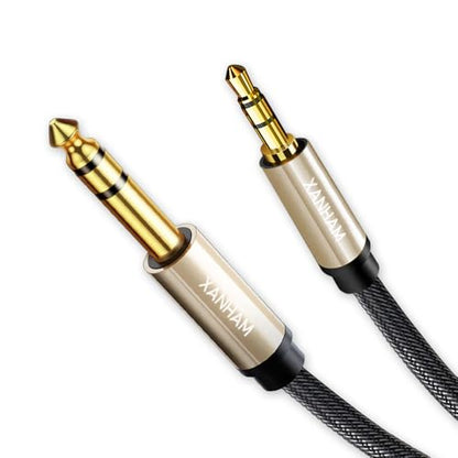3.5mm to 1/4 Stereo Audio Cable 10 Feet /3M, 1/8" to 6.35mm 1/4" TRS Male Aux Cord Double Shielded with Braiding for Guitar, Amplifiers, PC, Home Theater, Speaker, etc. - size: 10 Feet