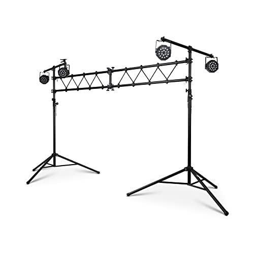 On-Stage LS7730 Lighting Stand with Truss (Folding, Portable PAR Can and LED Light Rig for Theaters, Auditoriums, Concert Halls, Clubs, and Venues, Adjustable Height, Rubber Feet, Metal, Black)