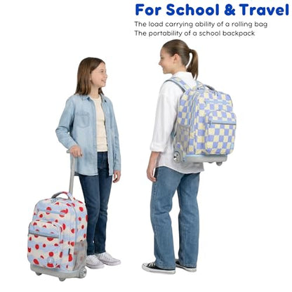 J World Sundance Laptop Rolling Backpack for Girls Boys. Roller Bookbag with Wheels, 20 Inch, Trinket - color: Trinket
