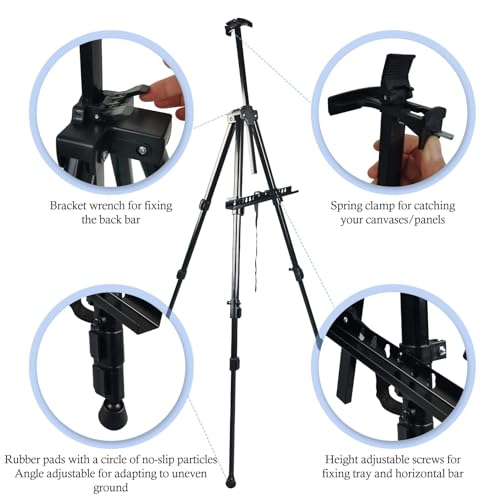 NS JYMB Easel Stand for Sign and Painting, 17-66 Inch, Black 2 Pack | Portable metal tripod easel for display stand, canvas holder, floor, poster board, wedding signs and travel use - style: 66Black 2pack