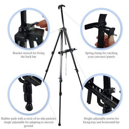 NS JYMB Easel Stand for Sign and Painting, 17-66 Inch, Black 2 Pack | Portable metal tripod easel for display stand, canvas holder, floor, poster board, wedding signs and travel use - style: 66Black 2pack