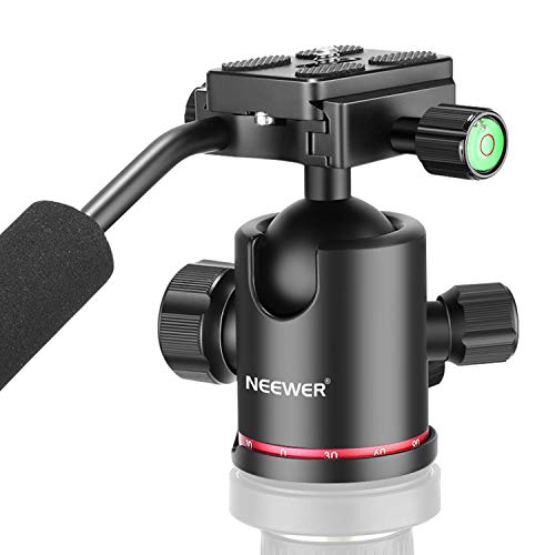 NEEWER Heavy Duty Camera Tripod Ball Head with Handle, 1/4 inch Quick Plate | 360 Degree Panoramic Head for Tripod, Monopod, Slider, DSLR Camera, Camcorder, Load up to 17.6 pounds/8 kilograms - style: GM-HD