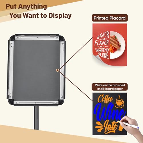 Adjustable Pedestal Floor Stand Sign Holder for 8.5 x 11 inches Poster, Snap open frame, Outdoor Indoor Standing Display Sign Holders. (2 Pack)