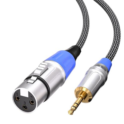 Tisino XLR Female to 3.5mm TRS Aux Unbalanced Microphone Cable, 10FT/3m | XLR Female to 3.5mm TRS Mic Cord for Camcorders, DSLR Cameras, Computer Recording, Nylon Braid Gold-Plated Unbalanced Cable - size: 10 feet