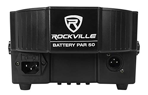 Rockville Battery PAR 50 18W LED DMX Wash Up-Light, Rechargeable Battery, Remote Control, RGB Color Mixing, Sound Activated, for DJs, Clubs, Parties, Weddings | Wireless Remote, 8-10 Hour Battery, 18x1W RGB LEDs, 7 DMX Channels, Sound Activated, Master/Sl