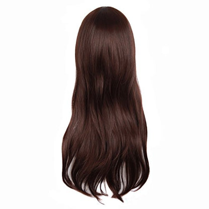 MapofBeauty 28 Inch Long Curly Hair Costume Cosplay Wig, Dark Brown | 70 cm Wig, Women, Side Bangs, Fashion - color: Dark Brown