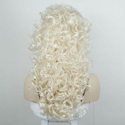 Aimole Long Curly Wigs Synthetic Pale Blonde Cosplay Women Wig Heat Resistant Hair (614) - color: 614 Pale Blonde