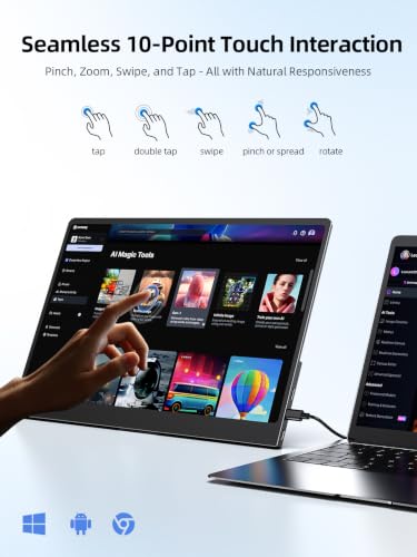 UPERFECT OLED Portable Monitor Touchscreen, 14" 3K 120Hz Gaming Monitor | 0.1ms | 2880x1800 | 500 Nits | 120% DCI-P3 | 500000:1 Contrast | Ultra-Slim for Laptop Mini PC Phone Game Consoles, GR14BU - size: 14"