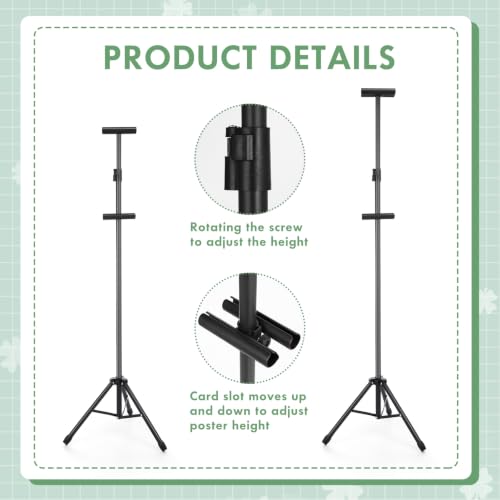 Harloon 3 Pcs Adjustable Metal Poster Stands for Display, Double Sided | Portable Retractable Tripod Easels, 46.5" to 83.5", for Art Boards, Wedding Welcome Signs, Trade Shows and Holiday Displays