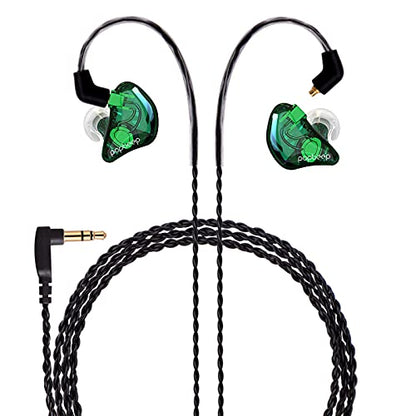 BASN Bsinger BC100 in Ear Monitor Headphone with Dual Drivers, Clear Green | Noise Isolation Dynamic Drivers IEM Earphone with Detachable MMCX Cable for Singer Musician Drummer,Secure Fit Gaming Earbud - color: Green