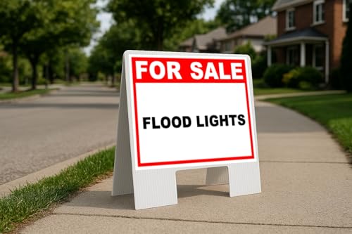 Flood Lights For Sale White Red Black Folding Coroplast A-Frame Double-Sided 23in x23in
