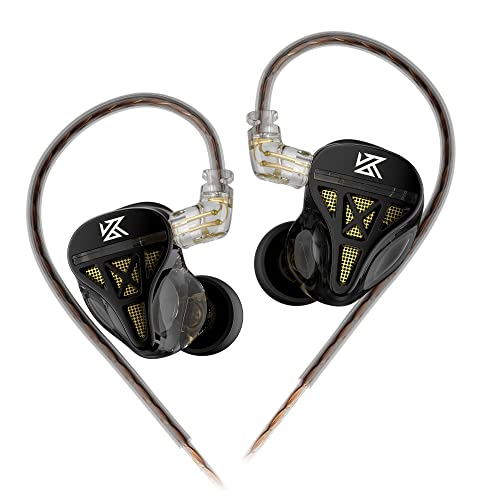 KZ DQS Wired Earbuds Dynamic Driver in Ear Monitor Headphone Semi-Open HiFi Bass Earphone 2pin 3.5mm Gaming Earbuds for Singers Musicians - color: DQS Black, style: no Mic