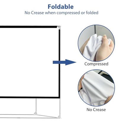 Projector Screen and Stand 150 inch Large Outdoor Projection Screen 16:9 HD 4K Portable Projection Movie Screen with Carry Bag Foldable Anti Crease Windproof Design for Home Theater Backyard Cinema - size: 150 inch