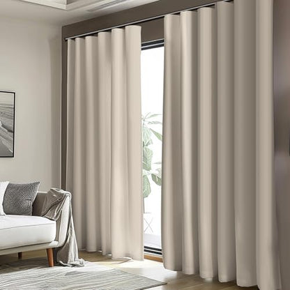 Room Divider Blackout Curtain Track Curtains Wall Dividers Panels Screen for Living Rooms Bedroom Office Privacy Partition Separation, W150 × L120 Inch,1 Panel, Beige - color: Beige, size: 150"W x 120"L (Pack of 1)