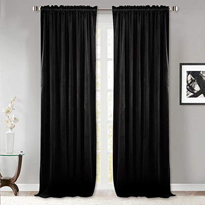 StangH Black Blackout Living Room Curtains 105 inches, 2 Panels - color: Neutral Series - Black, size: 52"W x 105"L (Pack of 2)