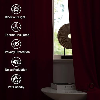 StangH Luxury Red Velvet Curtains Party Backdrops for Christmas, 2 Panels | 300GSM Rich Velvet, Thermal Insulated, Privacy Protect, Noise Reducing, Holiday Gifts, Bedroom Living Room, Theater - color: *Autumn Series - Red, size: 52"W x 94"L (Pack of 2)