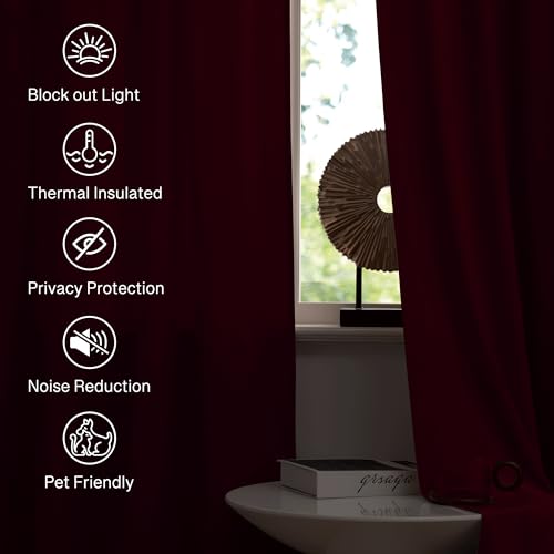 StangH Red Curtains for Living Room 100 inches Heavy Thick Drapes, 2 Panels | 300GSM Rich Velvet, Christmas Holiday Gifts, Thermal Insulated, Privacy Protect, Noise Reducing, Theater Backdrops - color: *Autumn Series - Red, size: 52"W x 100"L (Pack of 2)