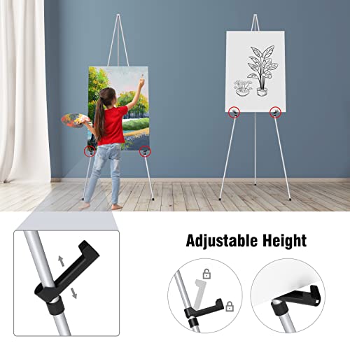 Portable Art Easel Stand 63 Inches - Picture Stands for Display w/Bag - Tabletop Art Easel Stand for Sign, Wedding Signs, Poster Stand, Painting Canvas Stand - Metal Tripod, Easels for Display, 2 Pack - style: 63 Inch Argent Silver (2 pack)