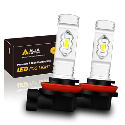 Alla Lighting 3800lm H11 H8 LED Fog Light Bulbs H16, 6000K Xenon White Xtreme Super Bright PG20/7 Base ETI-56 SMD 12V Upgrade - color: 6000K Xenon White