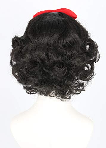 Topcosplay Kids Girls Wig with Bow Headband Short Black Wig Curly For Halloween Costume Cosplay - color: Black Short