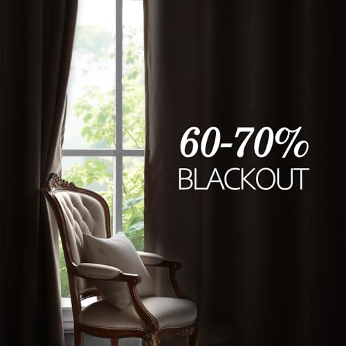 JIUZHEN Taupe Velvet Blackout Curtains 63 Inch for Living Room/Bedroom - color: Taupe, size: 42"W x 63"L (Pack of 2)