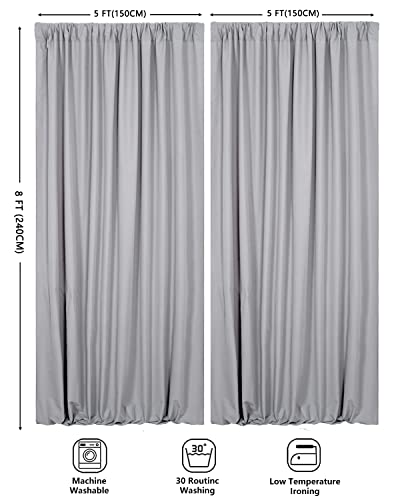 Gray Curtain Backdrop Panel Wall Wedding Background Patio Birthday - color: Gray, size: 2Pcs 5Ftx8Ft