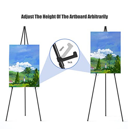Easel Stand for Sign, Aredy 63" Portable Painting Easel, Lightweight Metal Easels for Painting Canvas, Wedding Sign (2 Pack) - style: 2 pack