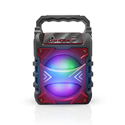 Top Tech Jet-4 Bluetooth Speaker, 400W, 4" Woofer, Rich Bass, 6hr Playtime, Disco Lights, Karaoke Mode, TWS, 100ft Range, USB, TF, Mic Input, Portable Speaker – Red - color: Red