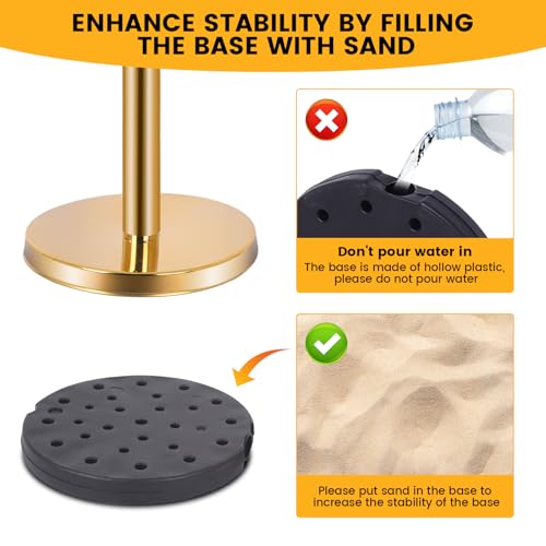 8-Pack Stainless Steel Stanchions and Velvet Ropes (6 Red 5ft), Sand-Filled Crowd Control Barriers for Weddings, Exhibitions, Events(Gold) - color: Gold, size: 8-Pack