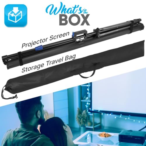Pyle 60 Inch Portable Projector Screen with Tripod Stand – Fold Out Roll Up, HD Premium 16:9 Aspect Ratio, Matte Viewing Surface for Indoor and Outdoor Use, Perfect for Home, Office and Presentations - size: 60 inch