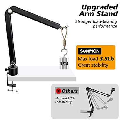 SUNMON Boom Arm for Blue Yeti, Microphone Stand with Extension Tube - color: 𝙈𝙞𝙘𝙧𝙤𝙥𝙝𝙤𝙣𝙚 𝘽𝙤𝙤𝙢 𝘼𝙧𝙢