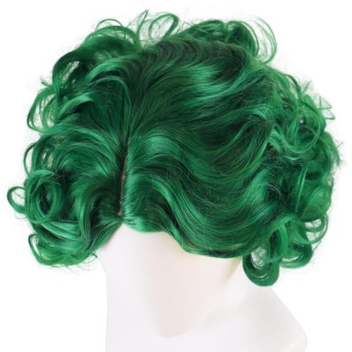 Green Wigs Women Short Curly Retro Style Halloween Costume Lolita Cosplay - color: Green