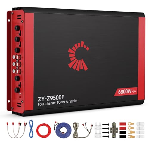 2026 High Power 4 Channel Car Amplifier - 6800W Max, 4x170W RMS @2Ω, 2 Bridged Channels (340W) -Your Commute De-Stresser & Old Car Revival Kit (Large)