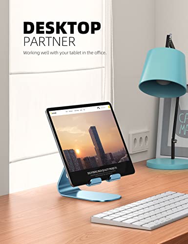 Lamicall iPad Stand Adjustable Tablet Holder, Sturdy Aluminum, Multi-Angle | Dock Stand for 4-13" iPad Pro Air Mini Kindle Tab Switch, All Aluminum Metal, Multi-Angle, Sturdy, Office Desk Accessories - color: Blue