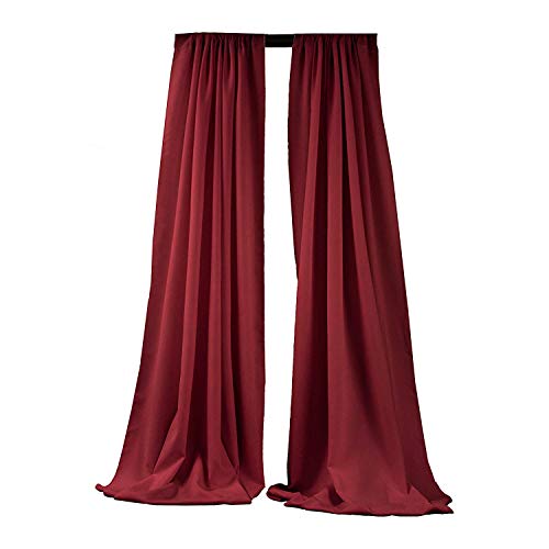 New Creations Fabric & Foam Inc, 5 Feet Wide by 10 Feet High Polyester Poplin Backdrop/Drape Curtain with 4" Rod Pocket on top, 1 Pair (Cranberry) - color: Cranberry